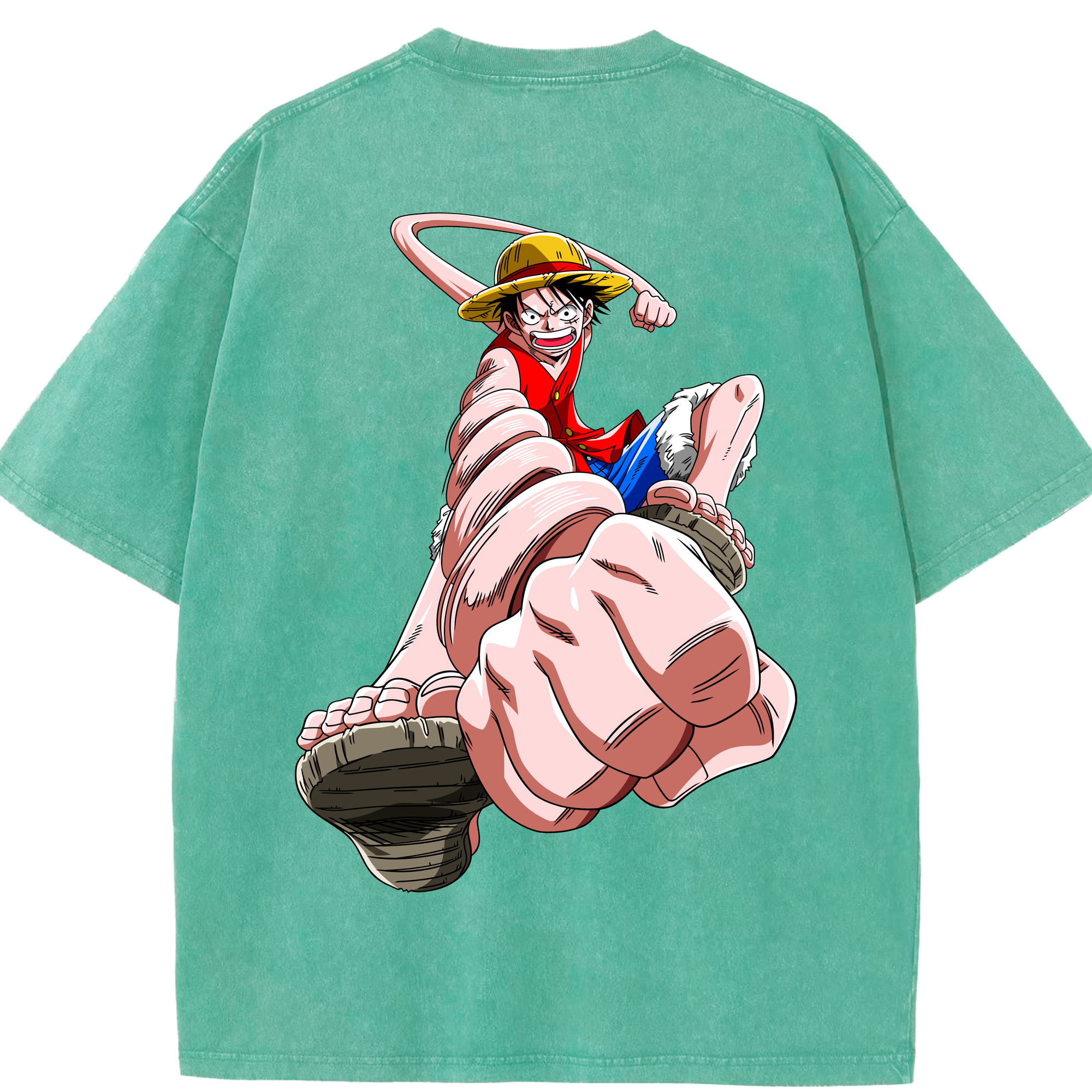 ワンピース モンキー・D・ルフィ ONE PIECE Monkey D. Luffy 綿100% ヴィンテージ風 半袖Tシャツ（背面プリント）